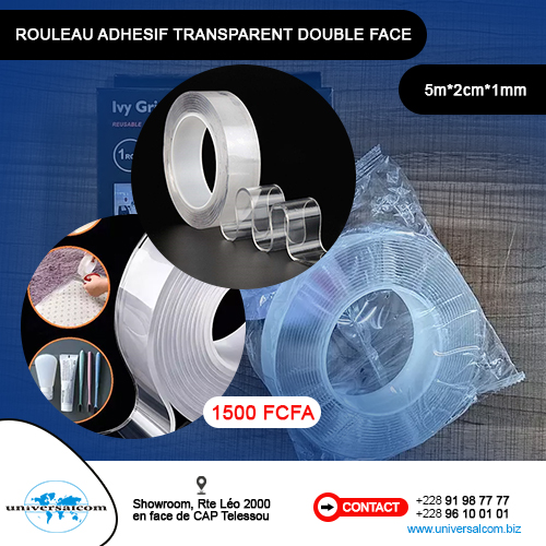 ROULEAU ADHESIF TRANSPARENT DOUBLE FACE